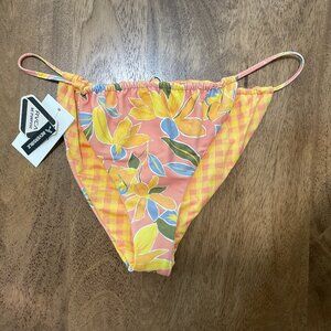 RVCA Womens Bikini Bottoms NWT Size S Sunkissed Slide Orange Floral Reversable